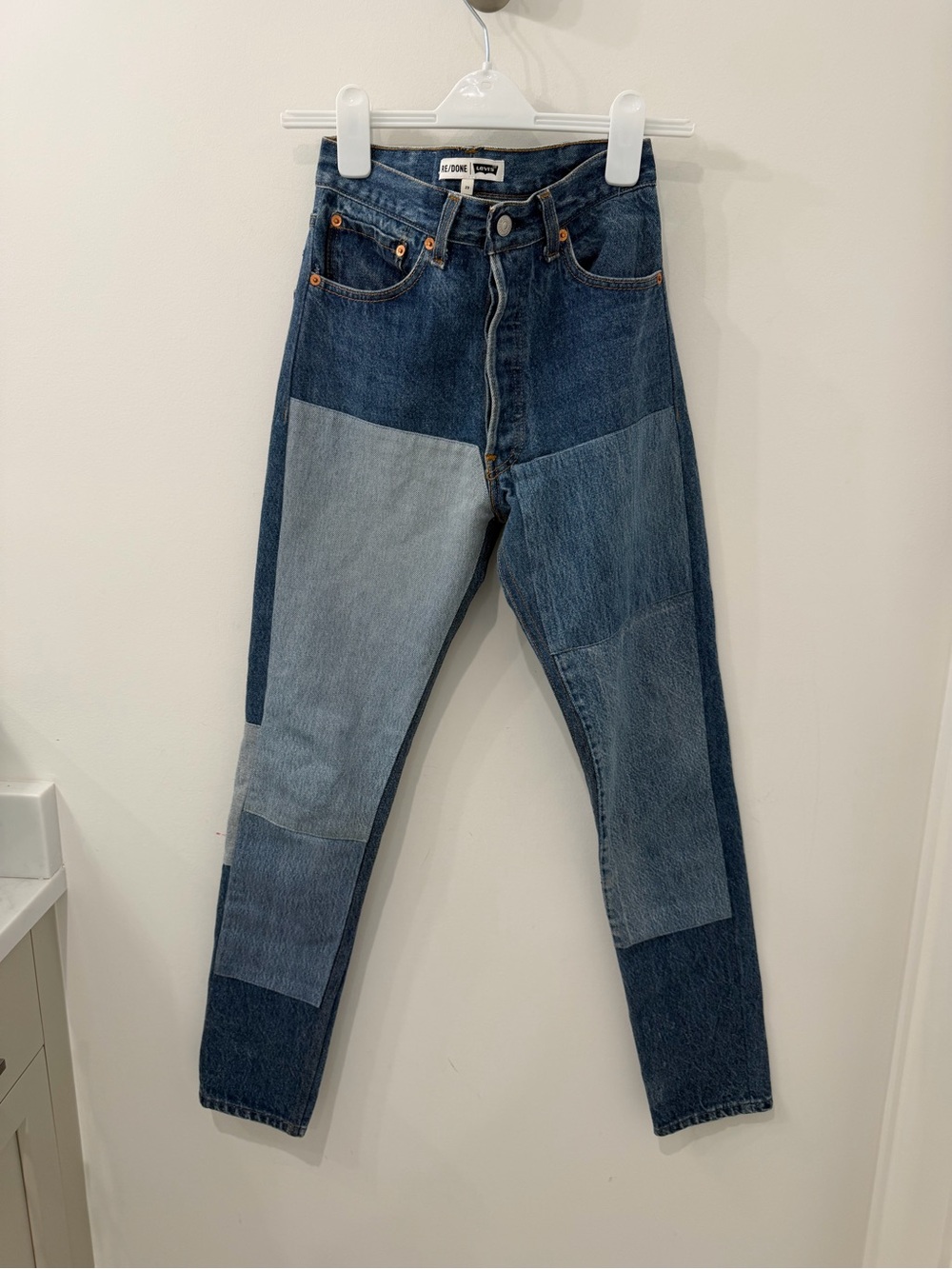 NEW LEVIS RE/DONE Women’s High Rise Patchwork Boyfriend Straight Leg Jeans